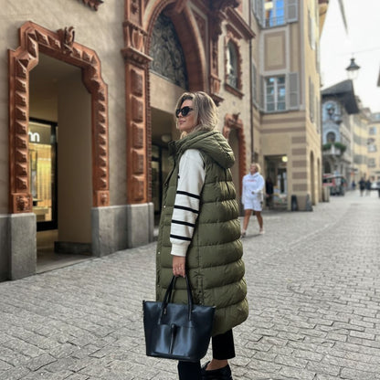 Long women's padded vest