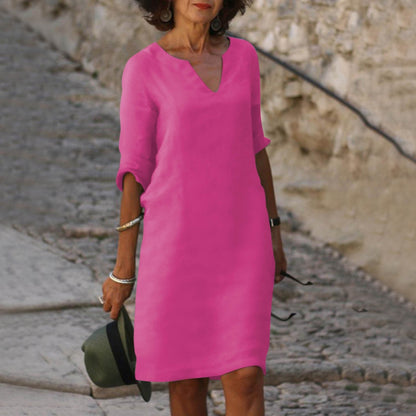 Amara - Linen Dress with V-Neck