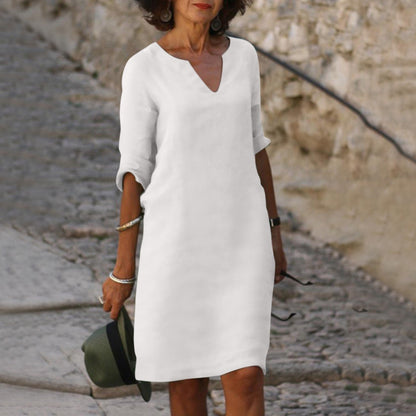 Amara - Linen Dress with V-Neck