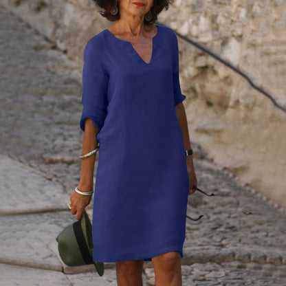 Amara - Linen Dress with V-Neck