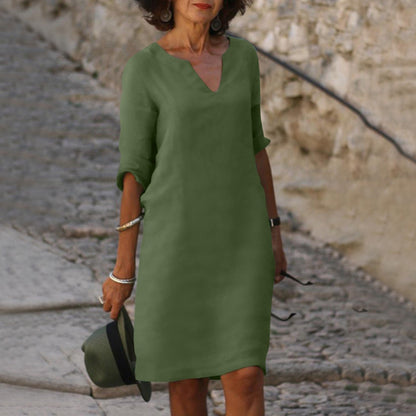 Amara - Linen Dress with V-Neck