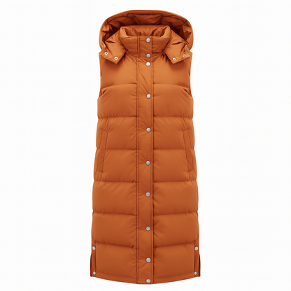 Long women's padded vest